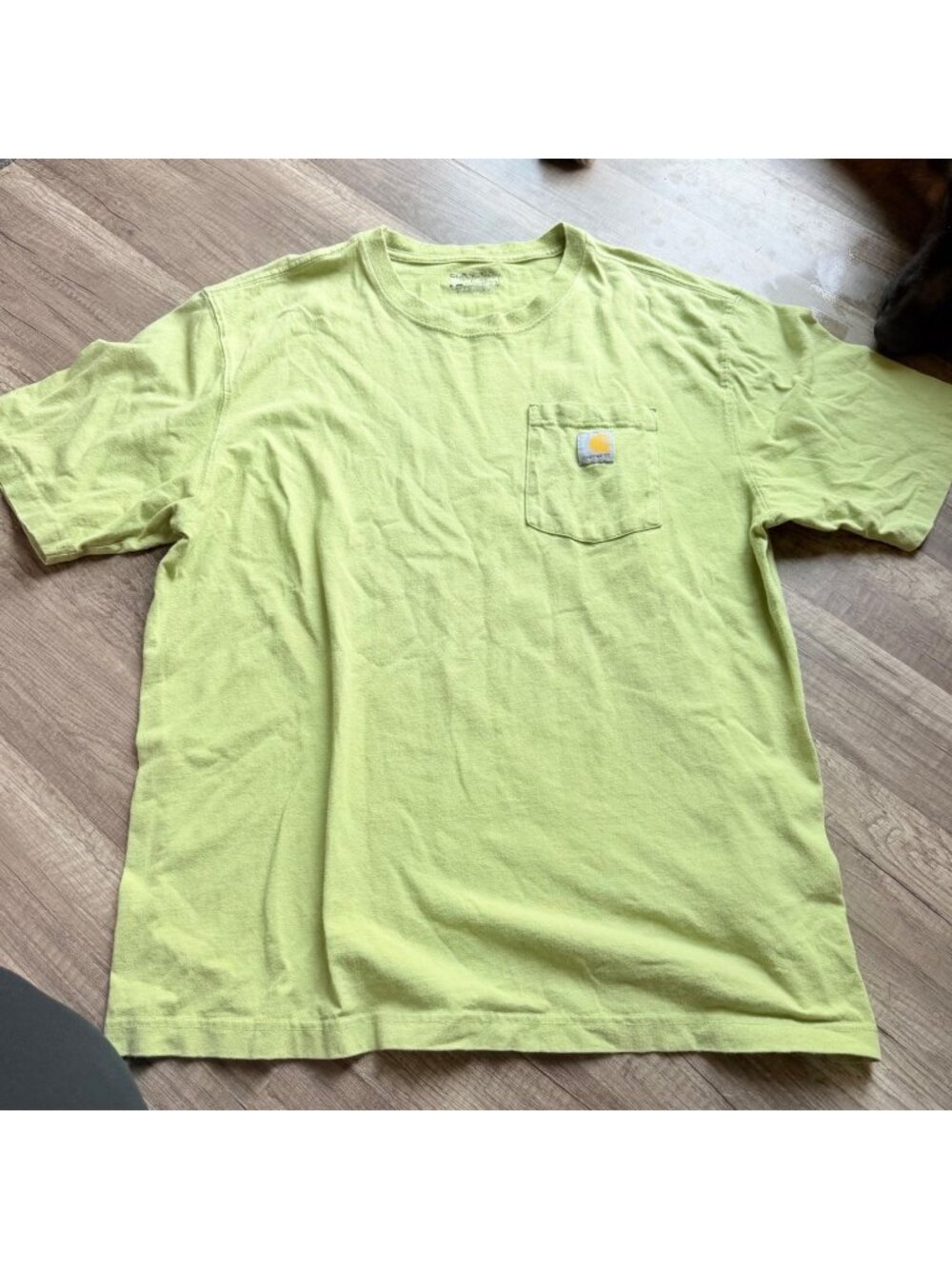 Carhartt Mens Lime Green Pocket T-Shirt L 100% Cotton Made In Guatemala